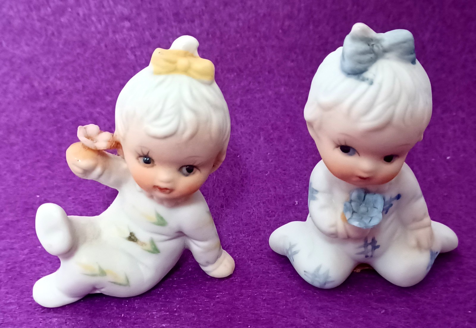 Lot of 10 Mini Porcelain Bisque Pajama Babies Frankel Taiwan 2″ Vtg 1970’s