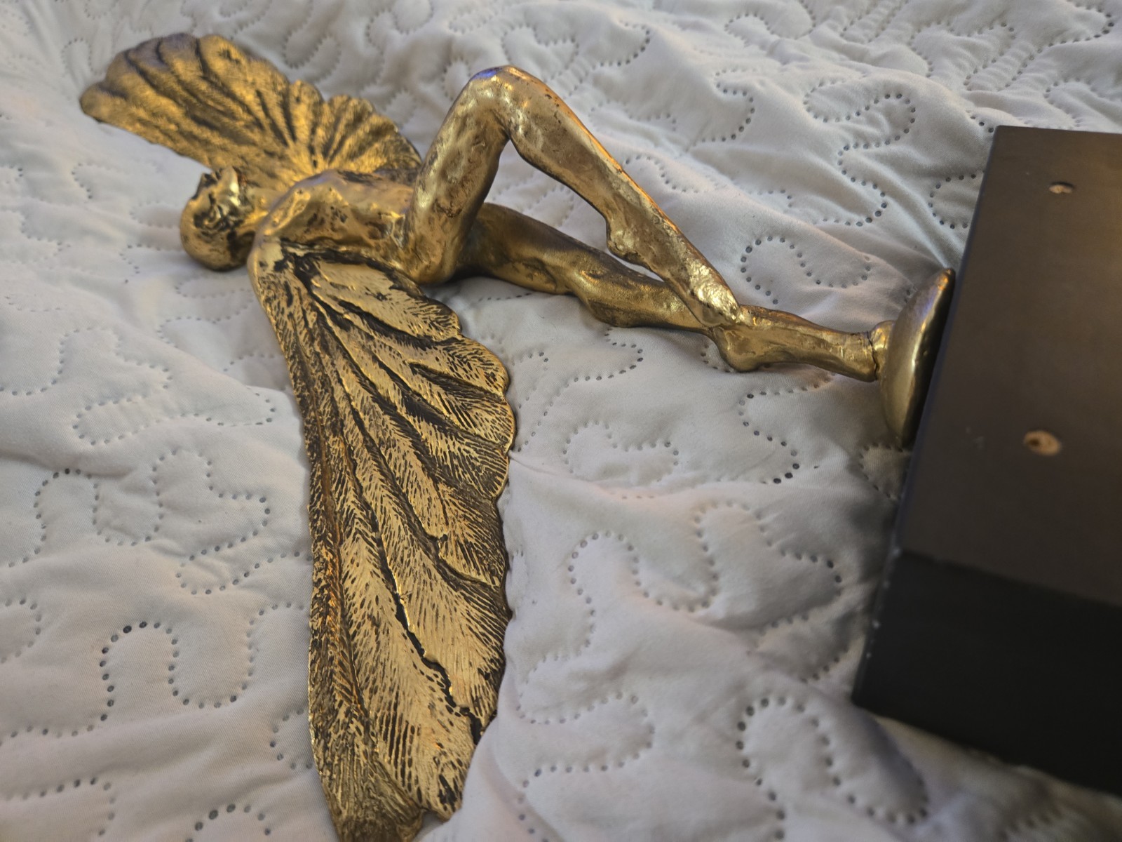 Cast Brass Art Deco Style 20th Century Dancing Icarus Sculpture Stone Base 19″