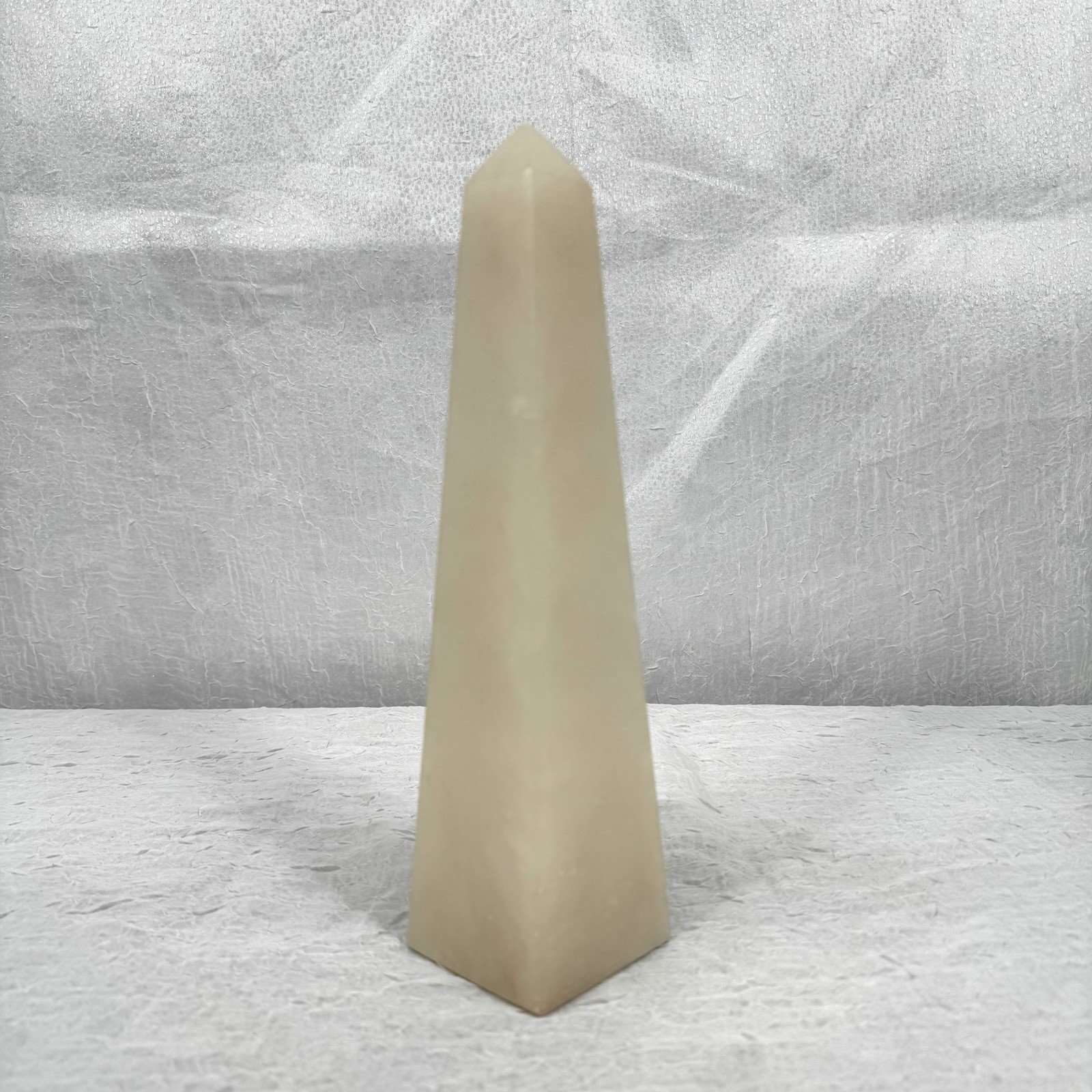 Light Stone Alabaster Obelisk Handcrafted in Italy 10in Tall MCM Decor