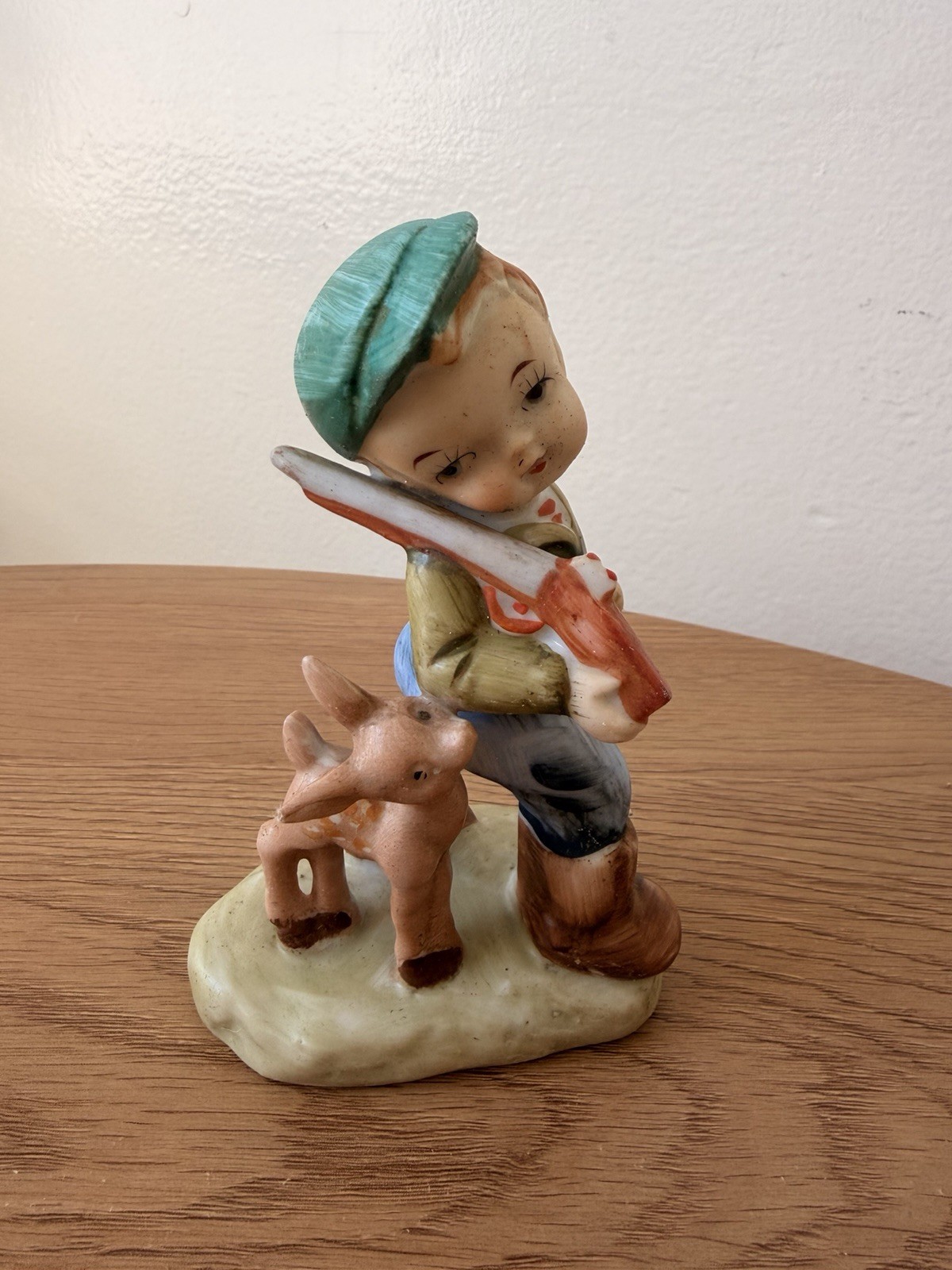 Vintage Boy With Deer Figurine – Hand Painted Ceramic – Approx. 4.5” Tall