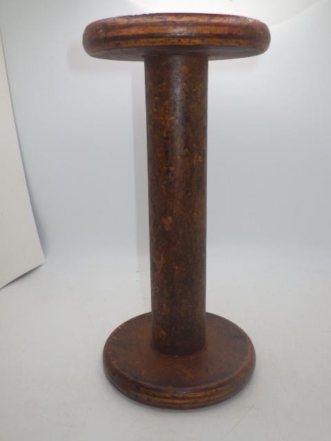 Vintage Large Wood Wooden Spool Rustic Textile Bobbin Decor Handmade 8.25″