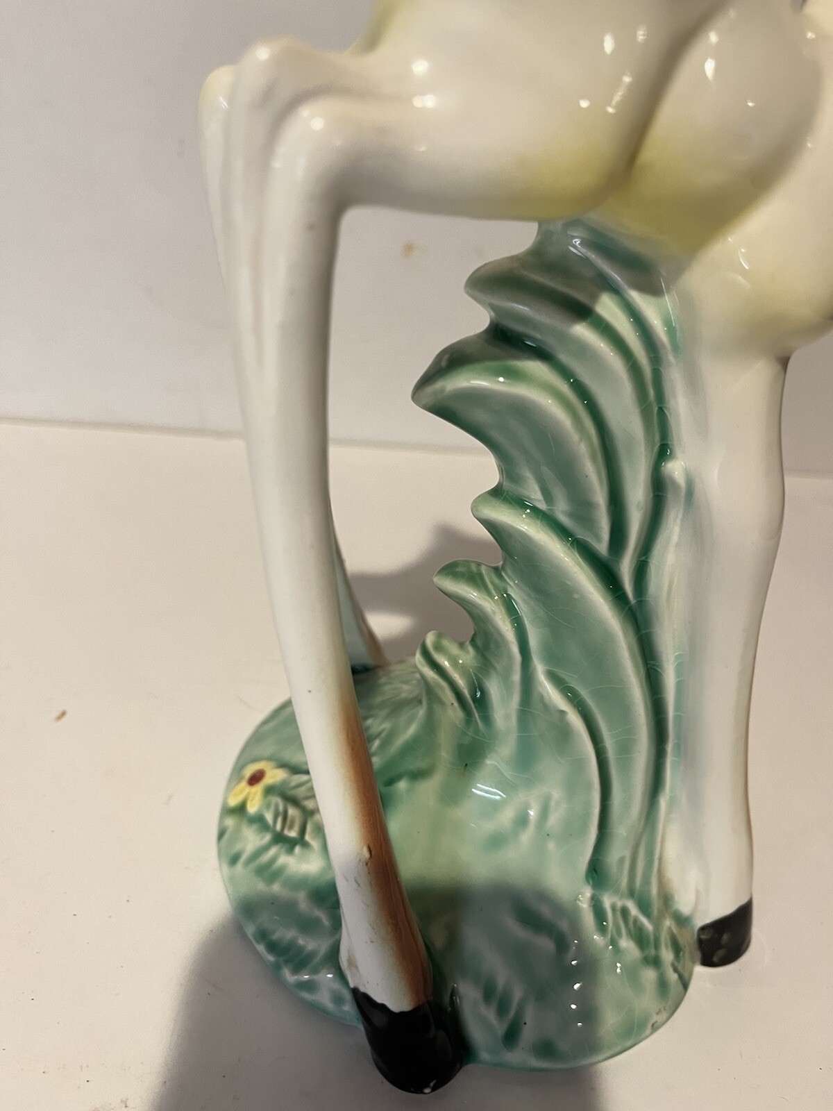 Rare Vintage Kitsch White Fawn Deer Made In Japan Figurine Pair Anamorphic