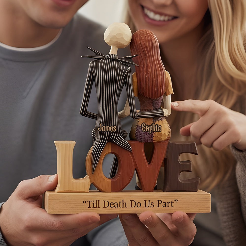 Personalized Jack Sally Nightmares Couple Acrylic Plaque Wooden Block Decor Gift