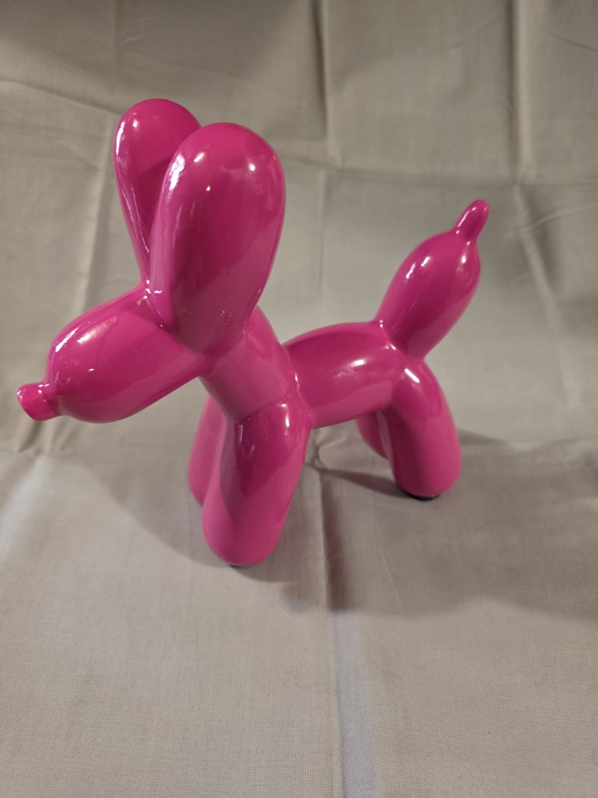 Ceramic Pink Balloon Dog Figurine 7 Inches Long 7 Inches Tall