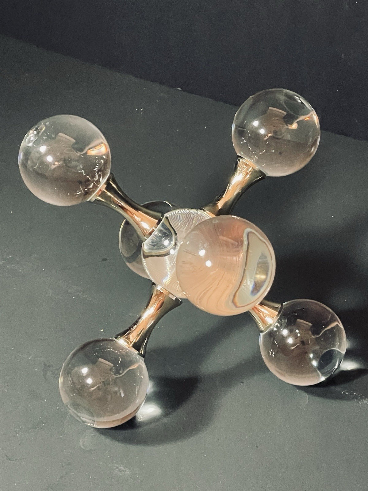Crystal Glass Jack Sculpture Figurine Retro Art Decor Shelf Abstract Art 5”