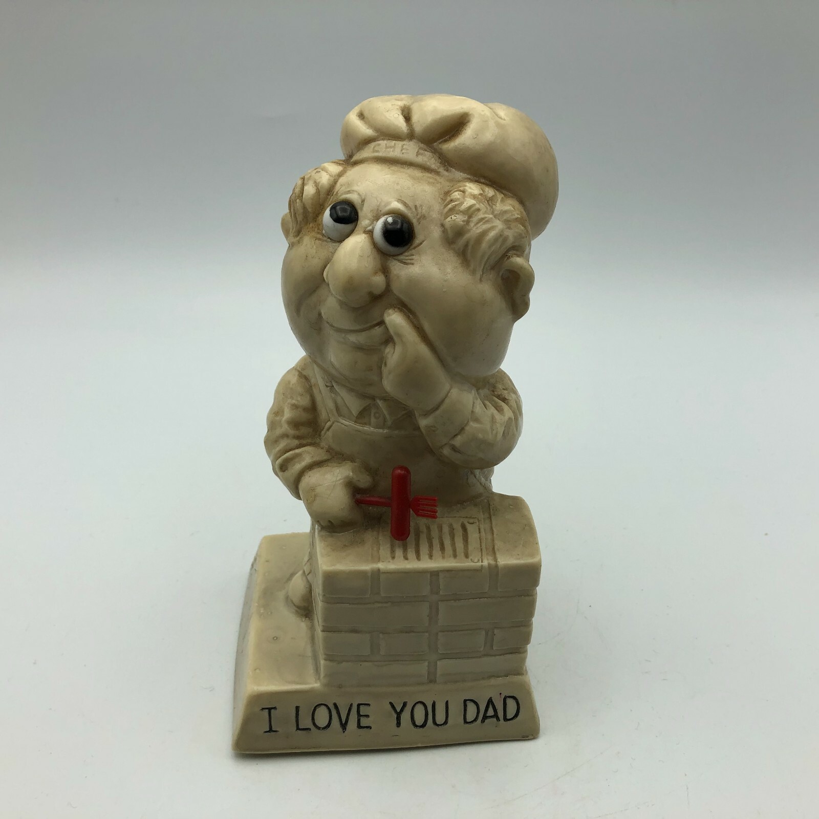 1971 Vintage 6″ I Love You Dad BBQ Grilling Statue 720 Figurine Berrie USA S26