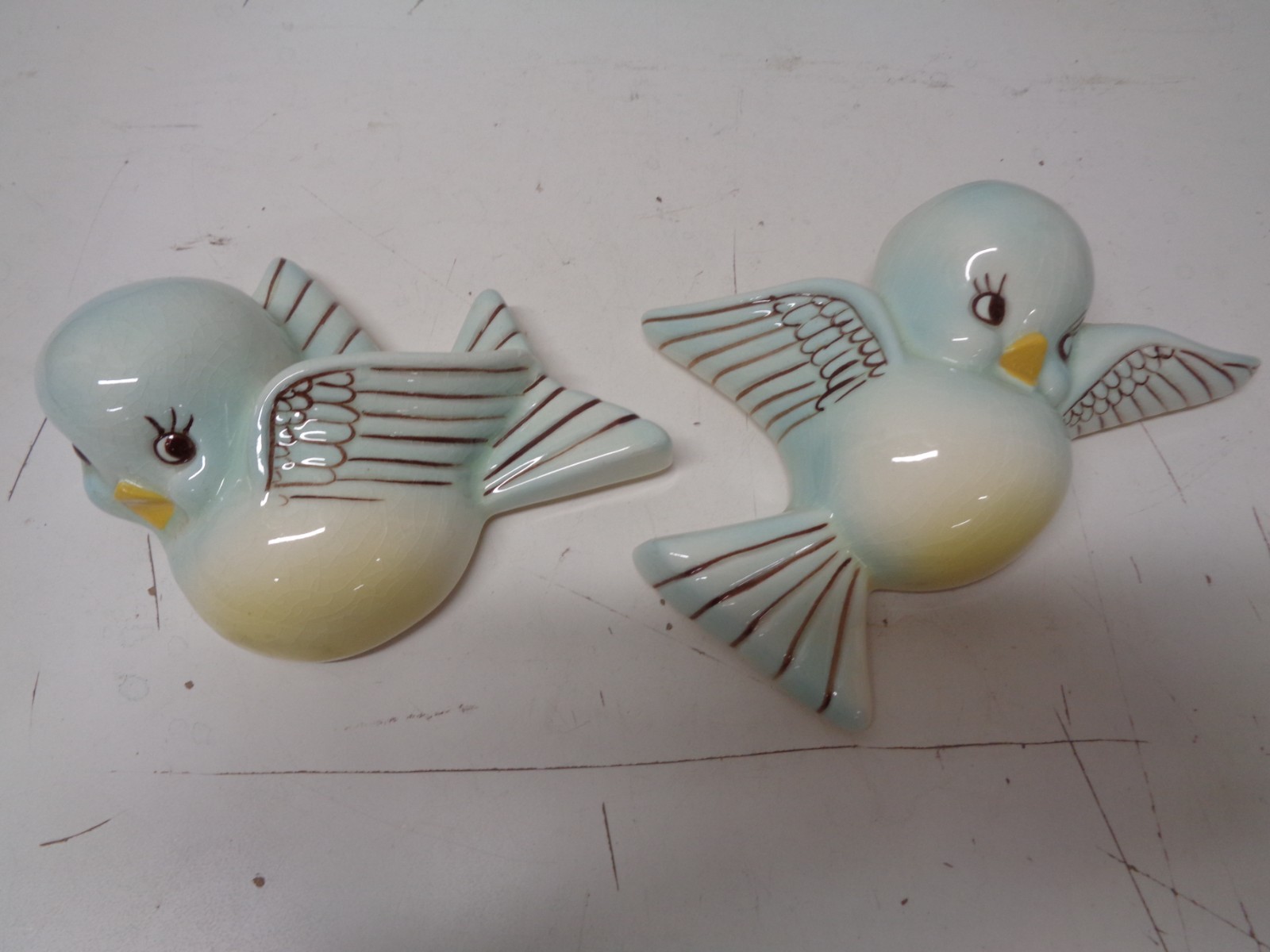 Vintage Lefton? Blue Birds Wall Hanging Pocket Set of 2