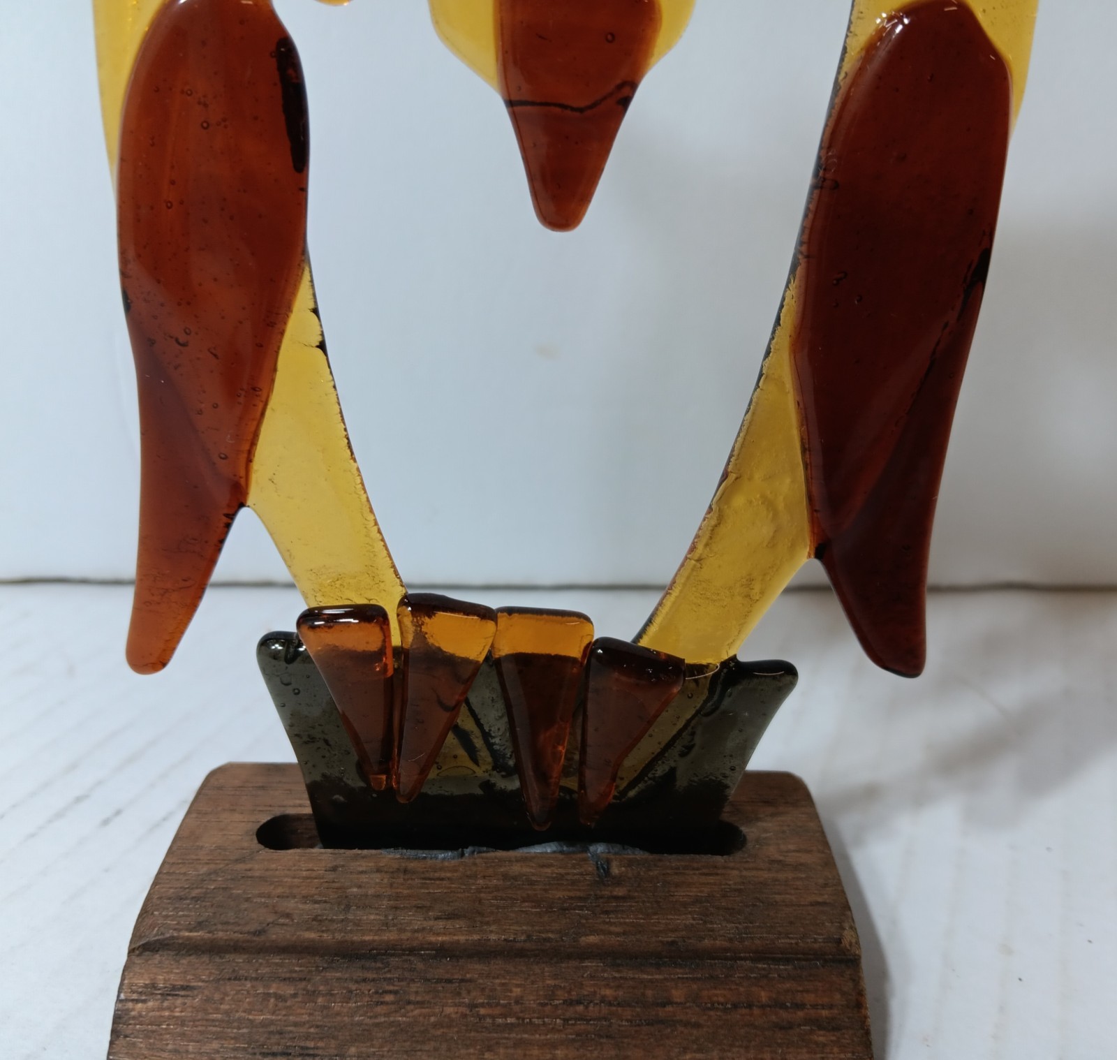 Op Art Lucite Acrylic Owl Bird Sculpture Figurine Desk Sitter Vintage Mcm
