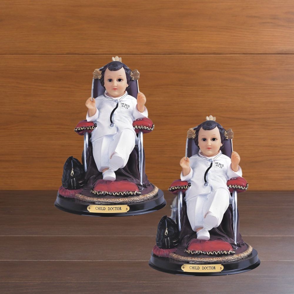 2-PC Gift Set 9″H Child Doctor on Chair Baby Jesus Nino Doctor Nino Kid Figurine