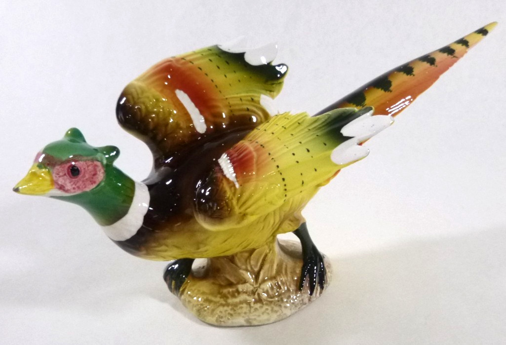 Vintage 1950s Nippon Yoko Boeki-Japanese Porcelain Pheasant Figurines-(2) 4″x10″