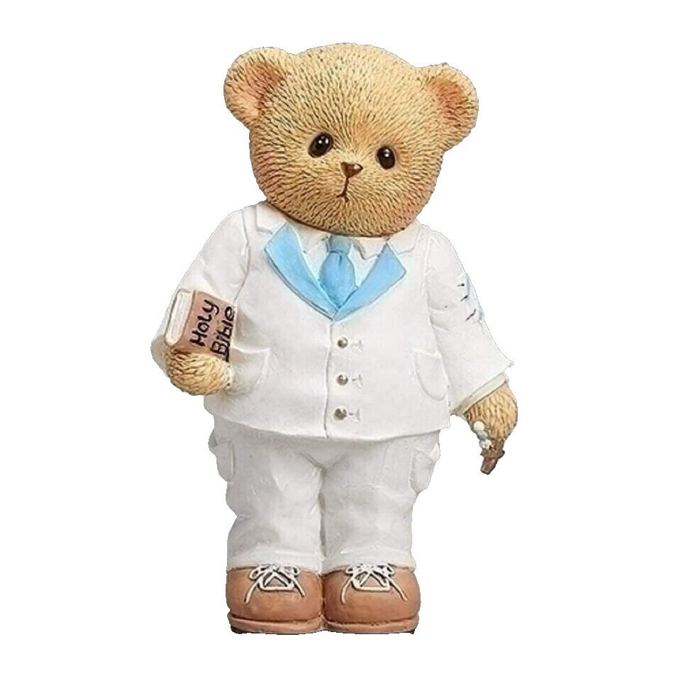 Roman Cherished Teddies Elijah Bear 3″ Holy Bible Baby Boy Teddy Communion