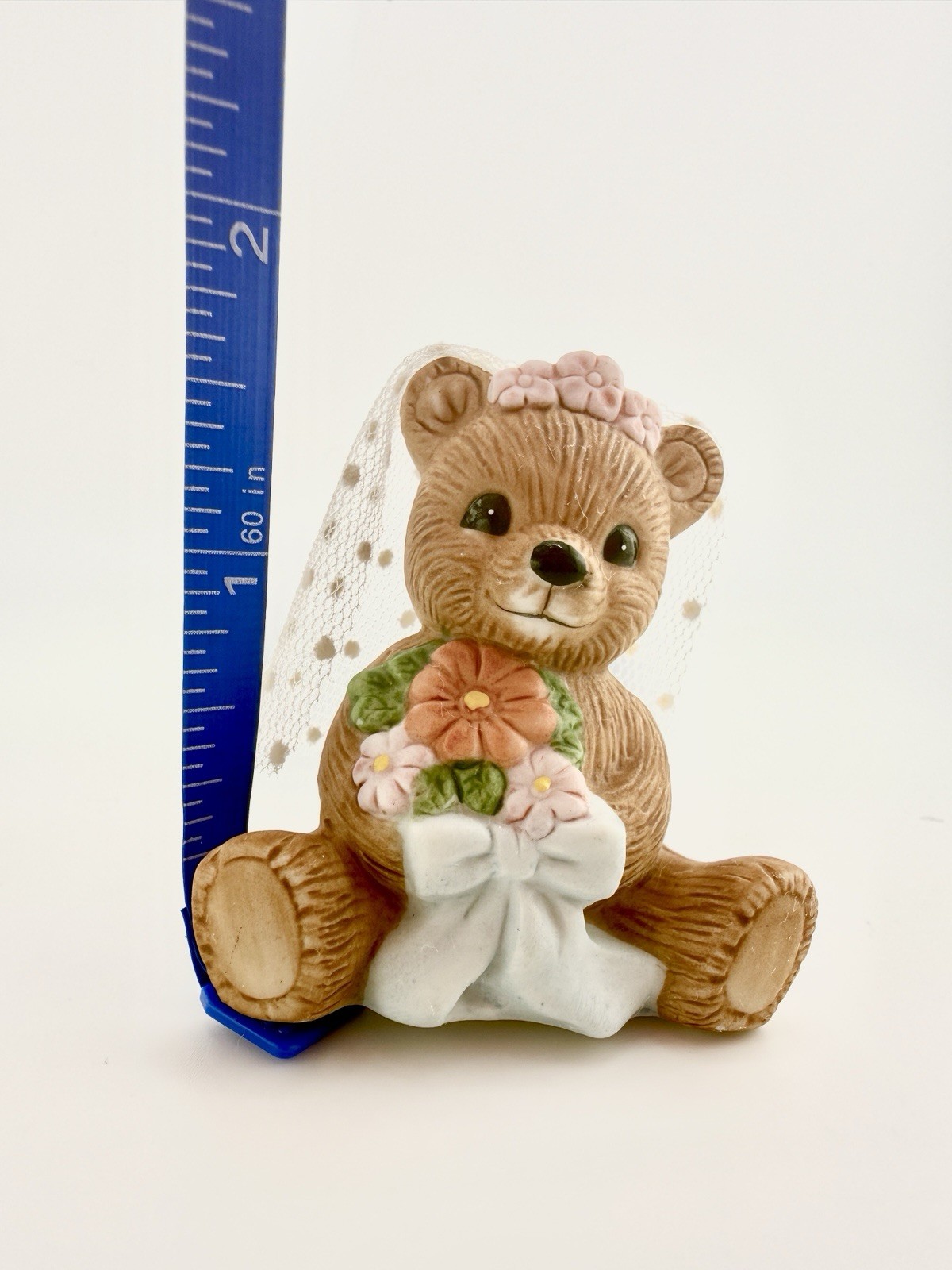 Lot of 3 HOMCO Teddy Bear Figurines Bride Baker Snowman Porcelain Made Sri Lanka