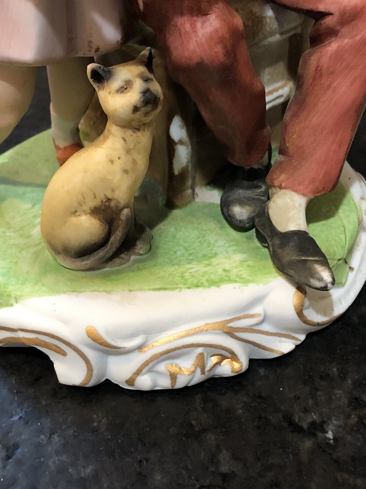 Two – Vintage Grandma and Grandpa reading to Child porcelain Ardco figurine