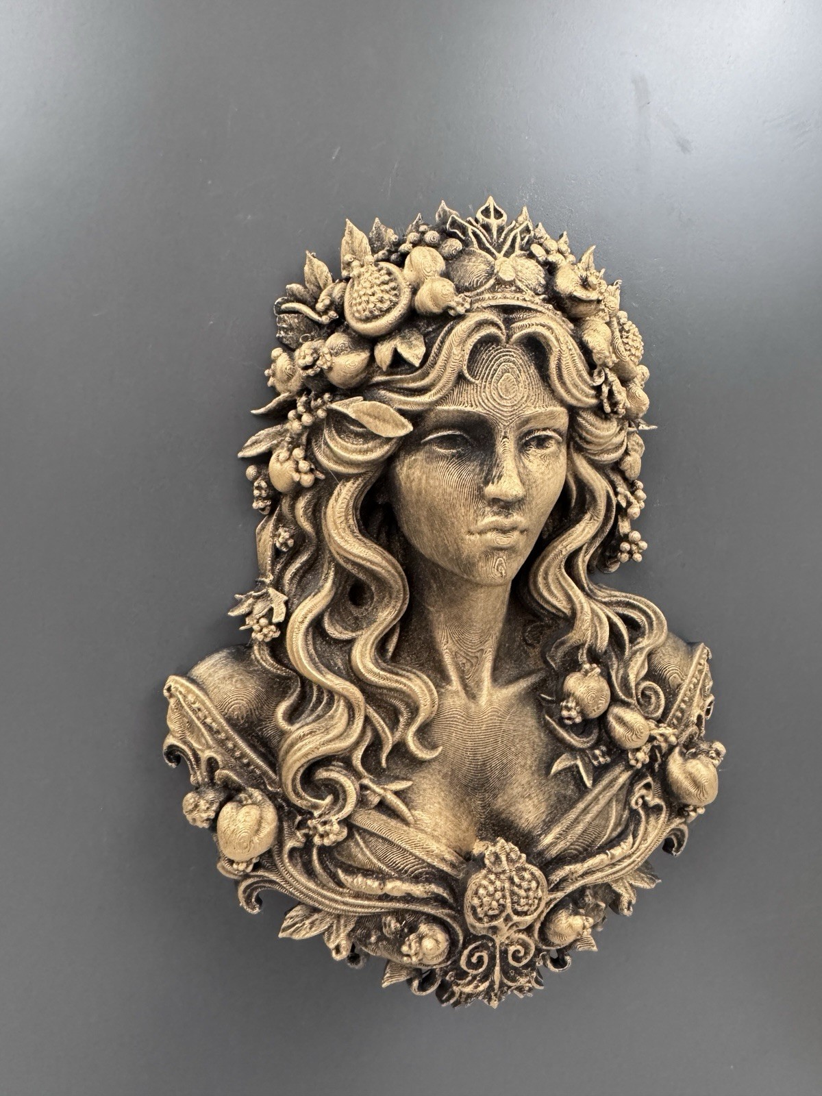 Persephone Wall Sculpture Greek goddess Bust Pomegranate Queen Mythology Decor