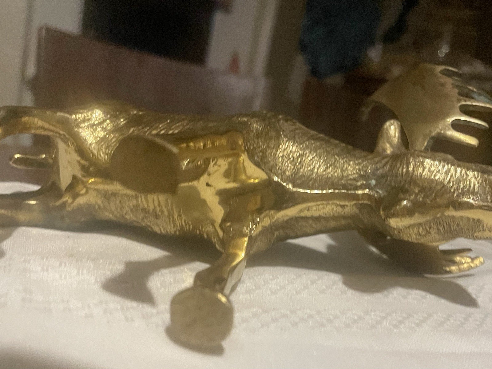 Vintage Solid Brass Moose Figurine Statue : MCM Lodge Decor Korea 6.5”