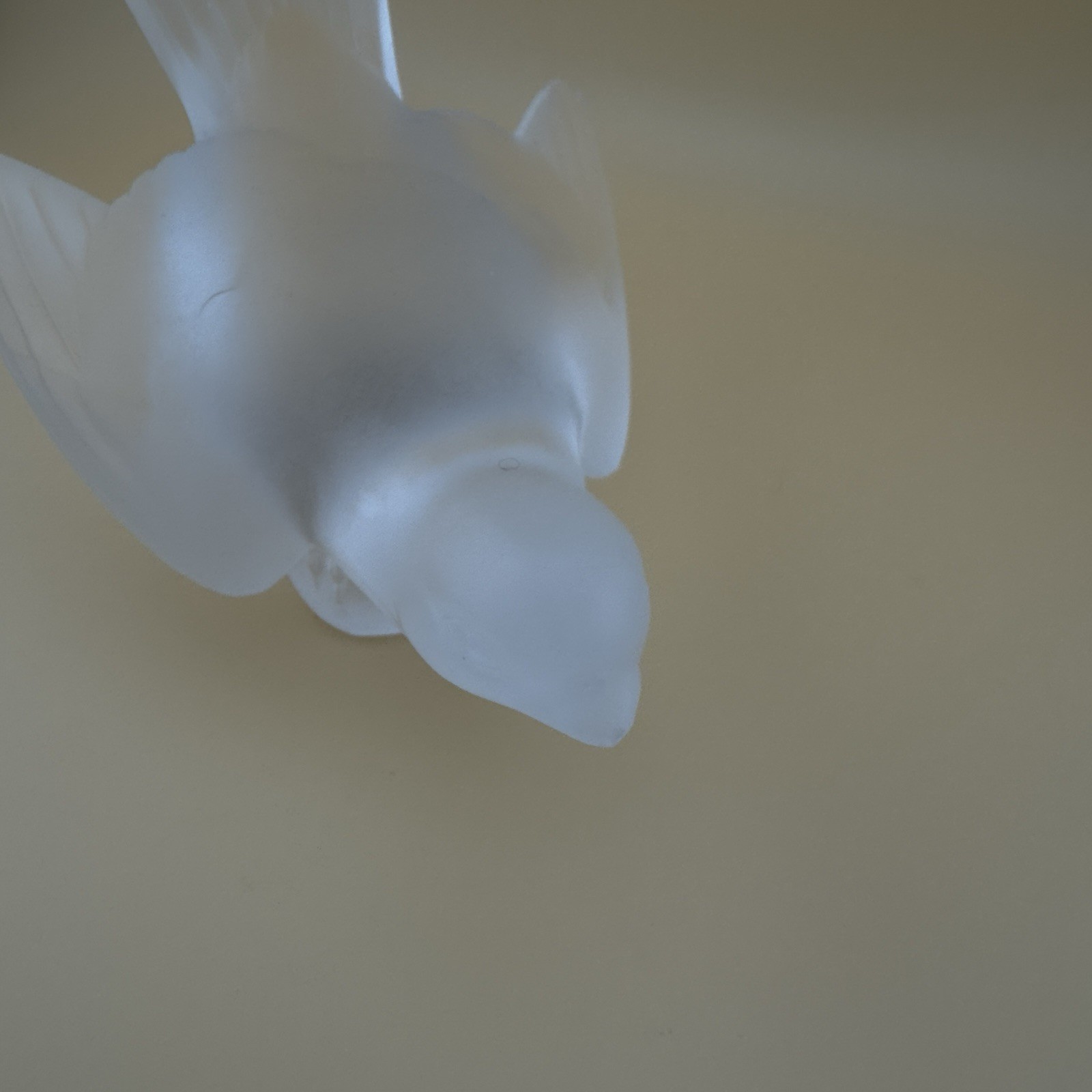 Lalique France Crystal Bird Frosted Sparrow Wings Out Signed Paperweight