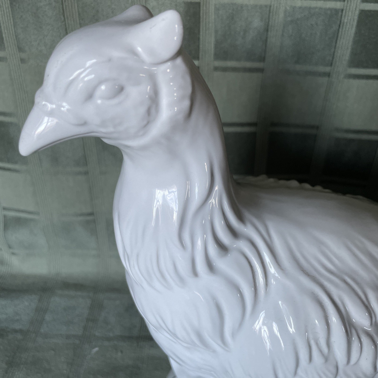 Williams-Sonoma White Pheasant Figurine Bird Decor w/ Log 🪵 Base