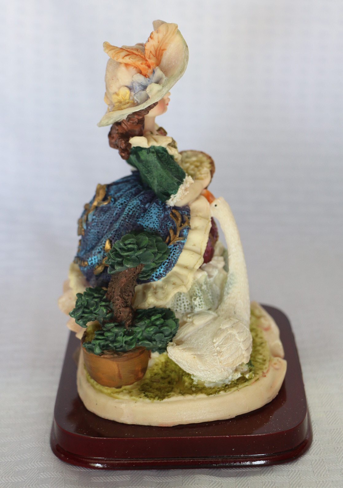 1700’s Baroque Rococo Style Resin Figurine Girl Feeding Goose