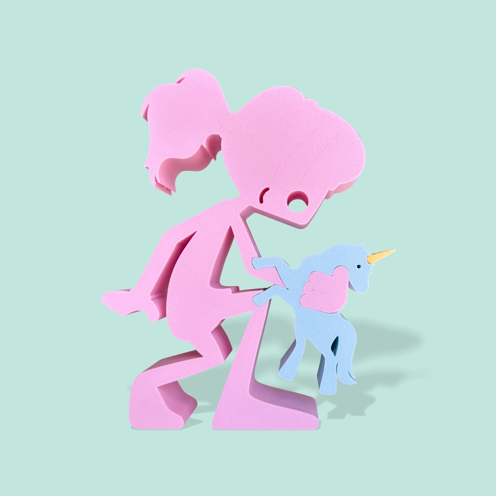 Where dreams take shape: a girl at play with her toy unicorn
