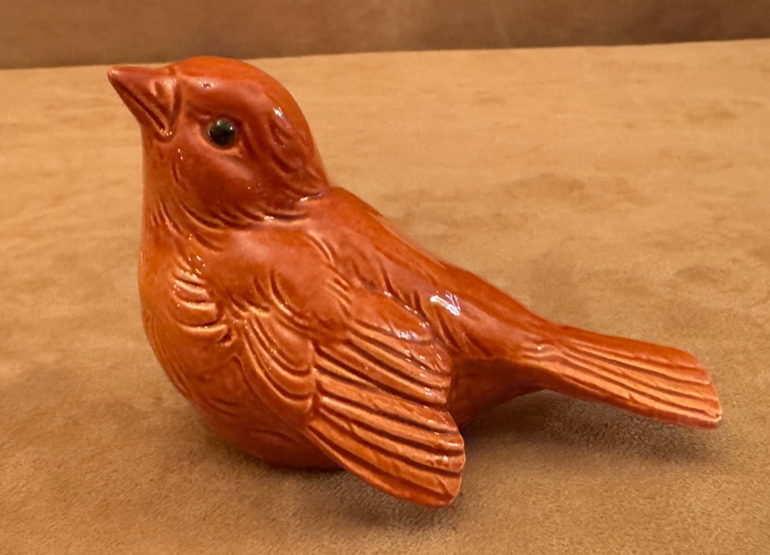 Goebel Sparrow West Germany Porcelain 4″ Bird Figure CV72 brown dark orange