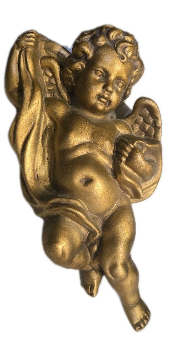 VTG Gold Cherub Angel Homco 1120 Wall Hangings Hollywood Regency Baroque Rococo