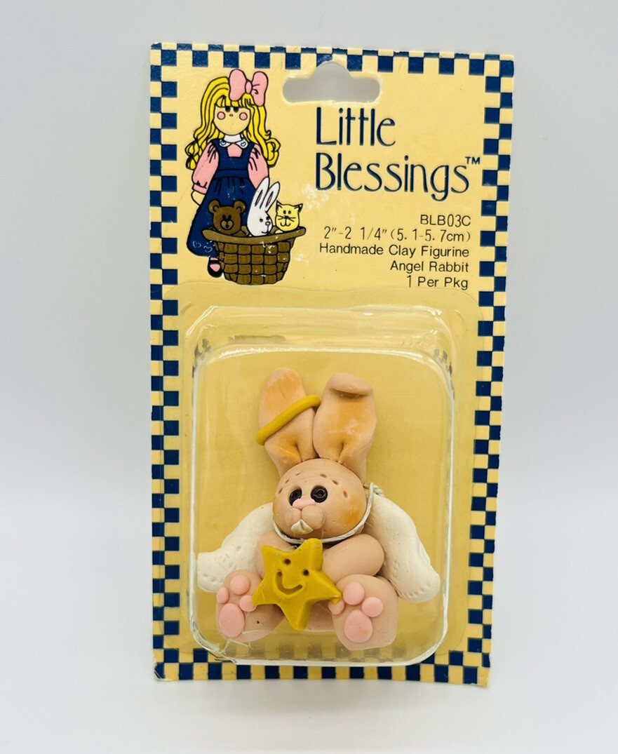 Vintage Suzi Little Blessings Angel Bunny Rabbit Shooting Star Clay Figurine