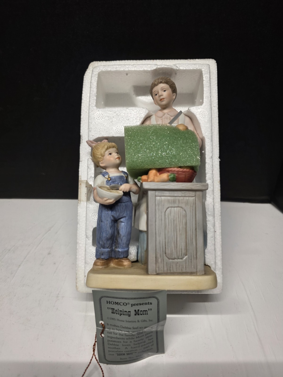 Homco Vintage Denim Days Figurine “Helping Mom” #8821 from 1985