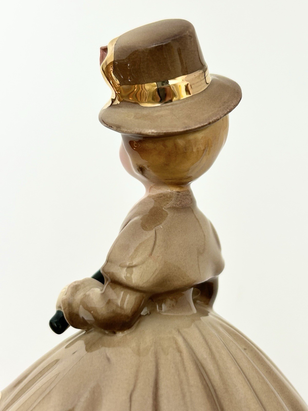Vintage Josef Originals Holiday in England Lady in Brown & Gold Dress Figurine
