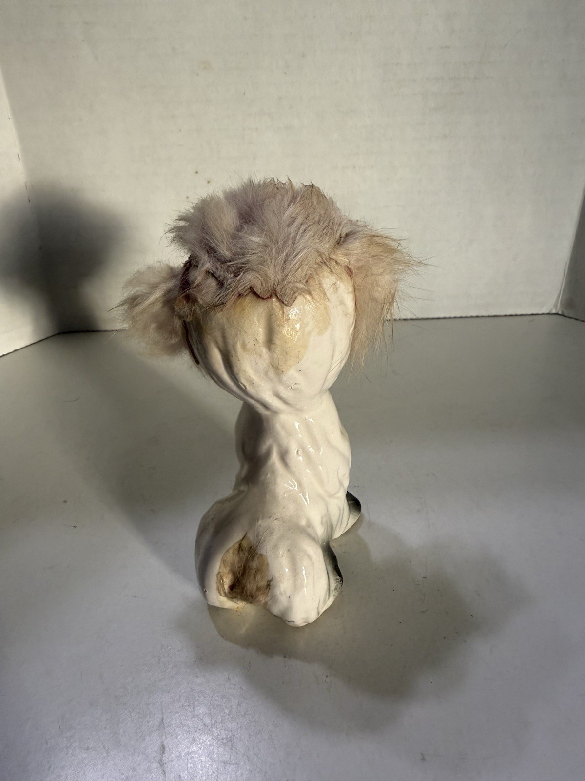 Rare VTG 1940 Porcelain Ceramic Flock Anthropomorphic Puppy Dog Poodle Figurine