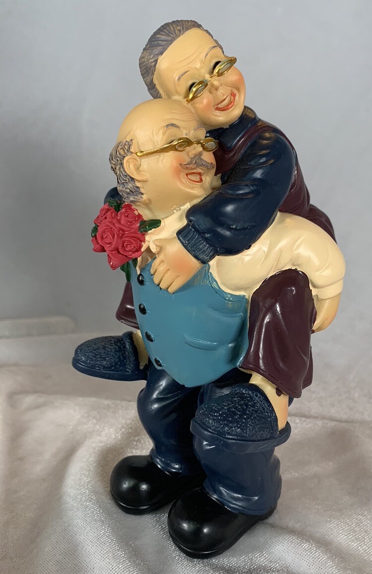 Grandparents Figurine, Grandpa Giving Grandma A Piggy Back Ride!