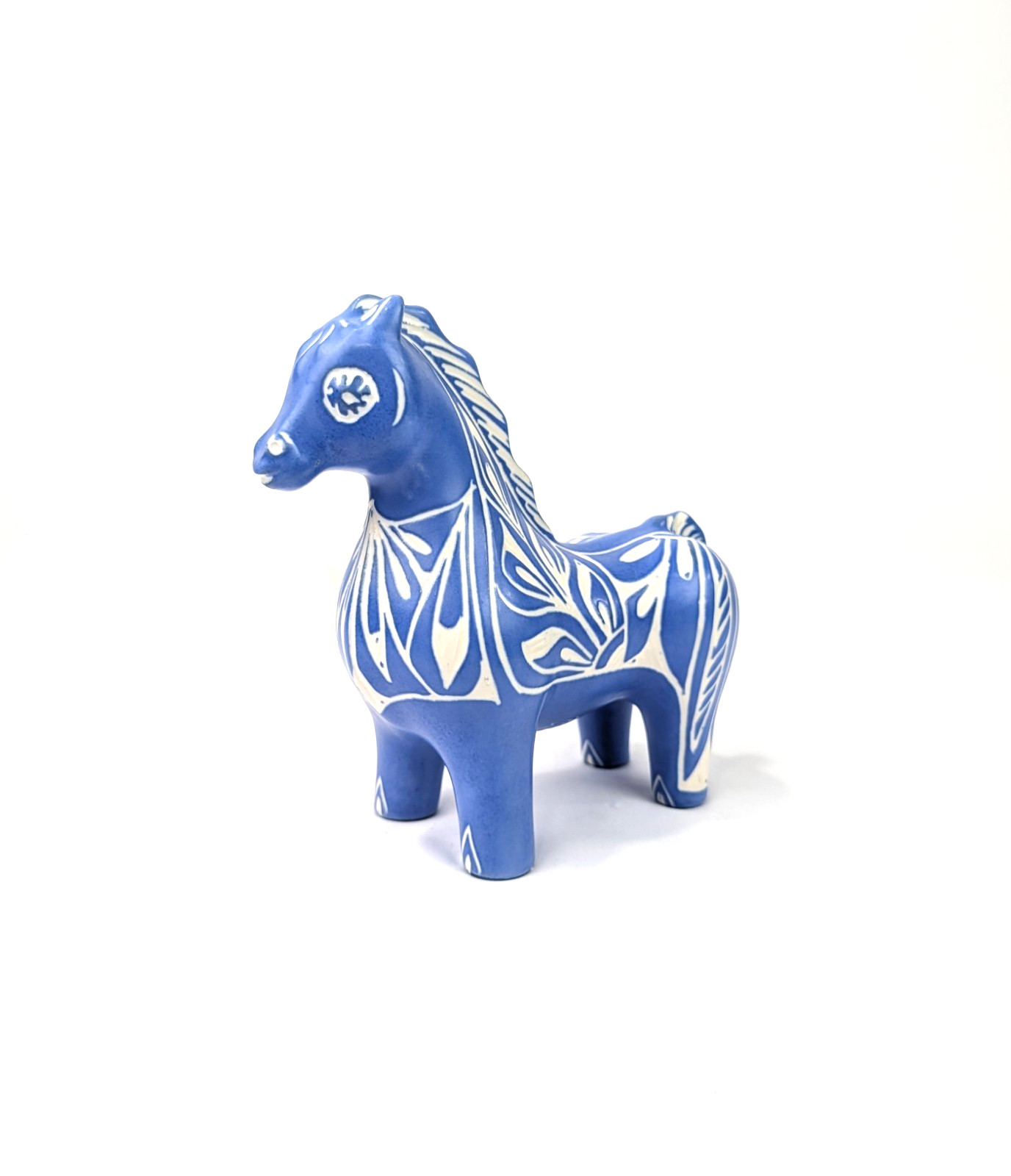 Vintage Pablo Zabal Pottery Horse Figurine “Blue Zoo” Collection Signed 7″