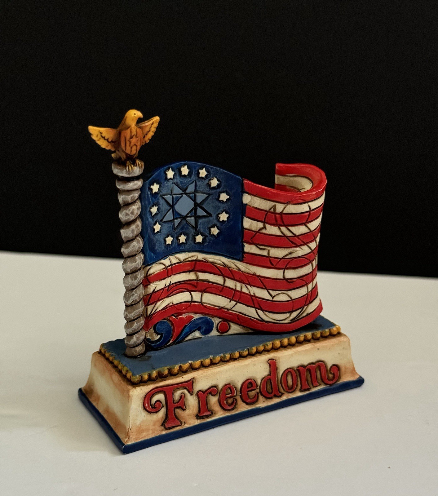 Jim Shore Freedom Mini American Flag Figurine 4025849 Eagle Stars Stripes NO BOX