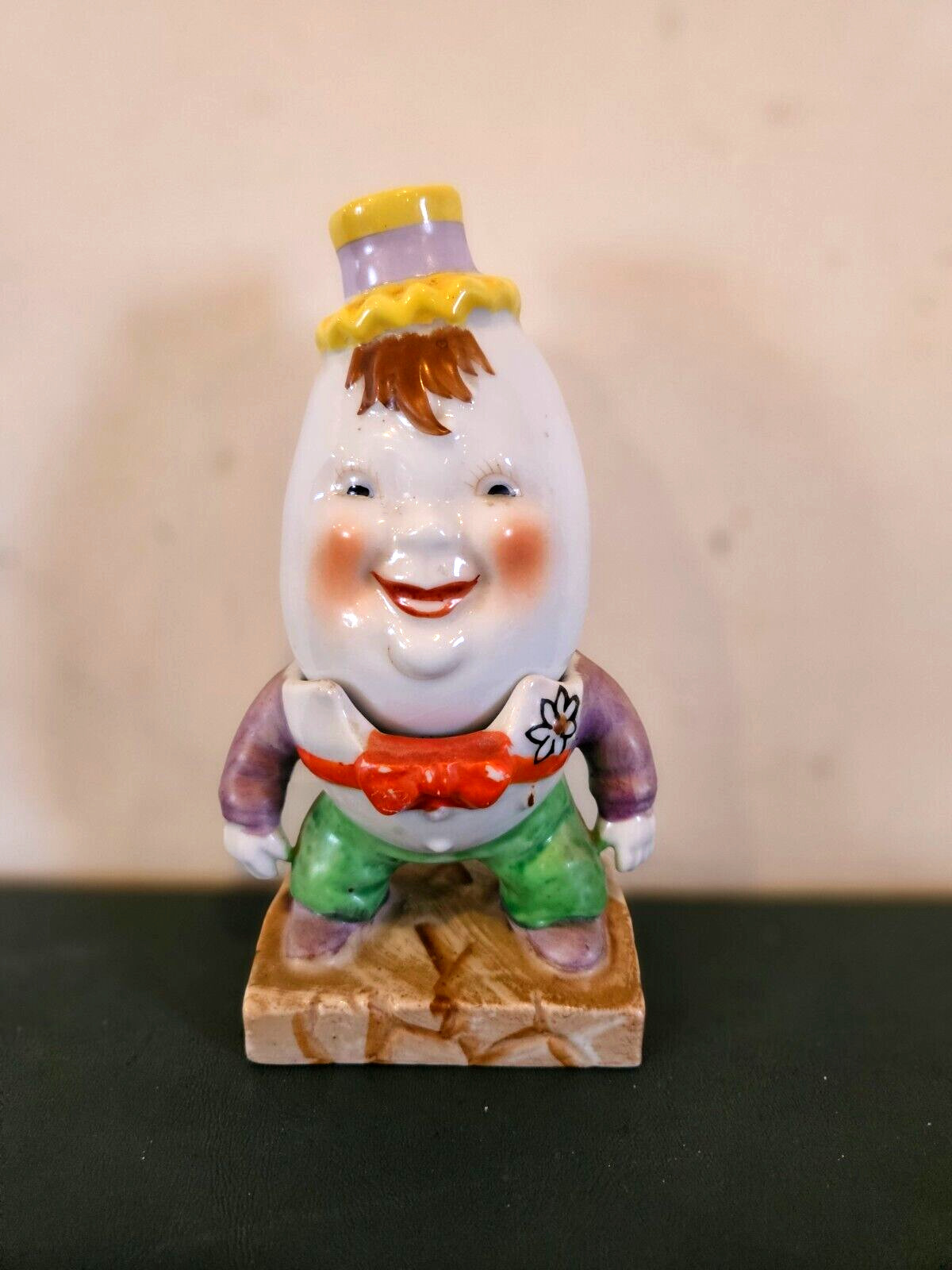 VINTAGE ARDALT OCCUPIED JAPAN HUMPTY DUMPTY 2 PIECE PORCELAIN FIGURINE