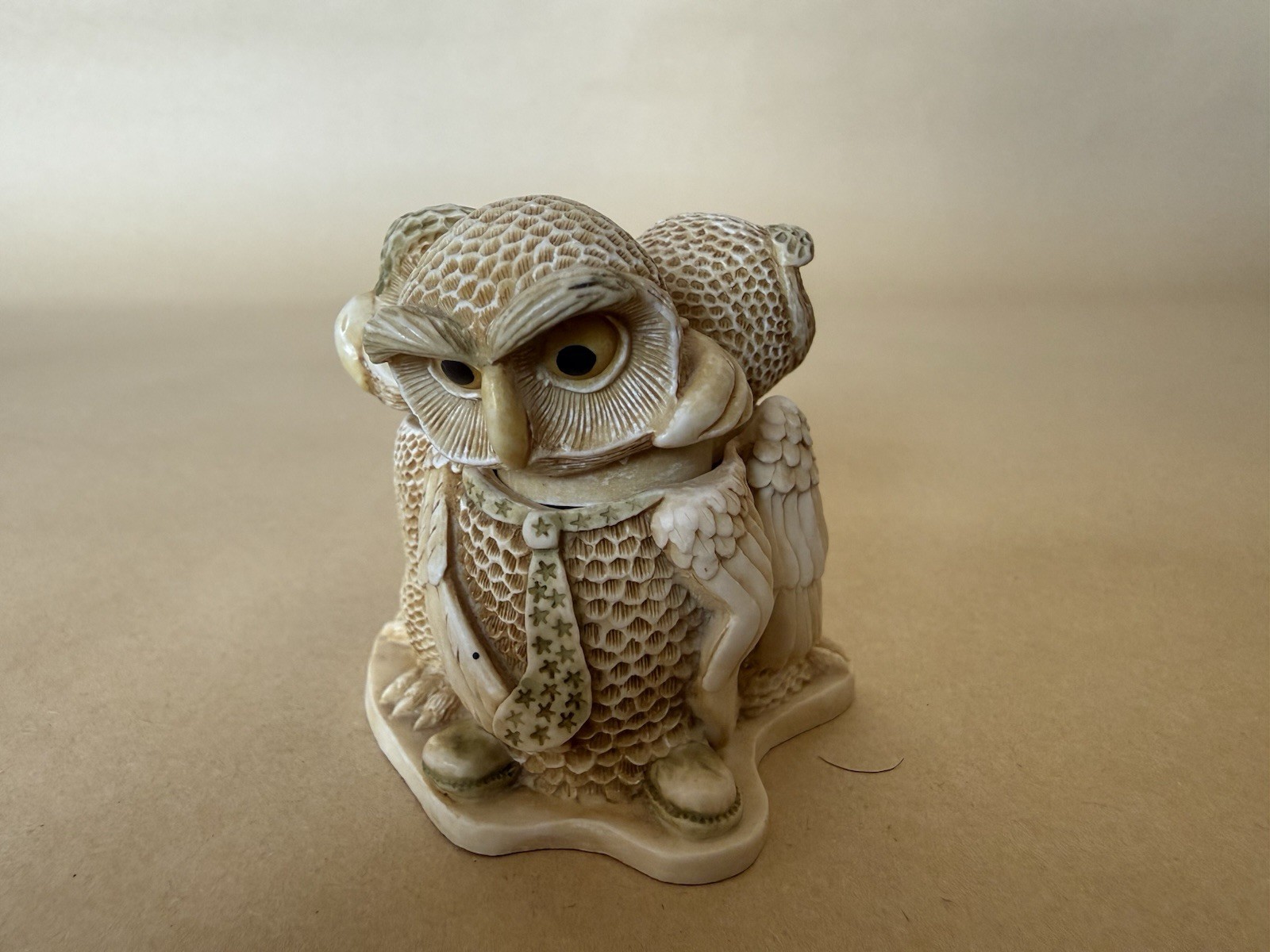 Harmony Kingdom Wise Guys Owls Marble Resin Box Figurine Peter Calvesbert TJOW2