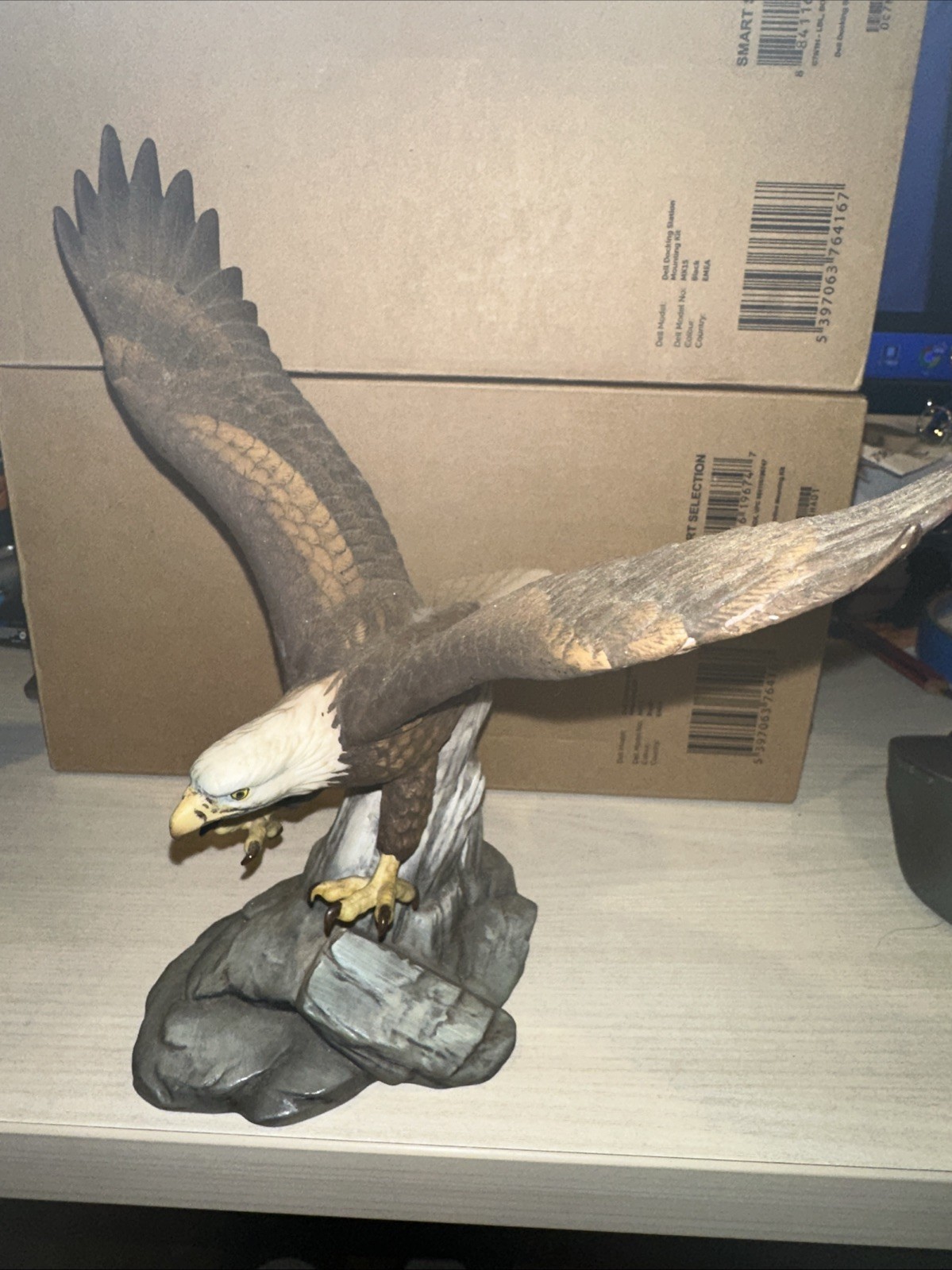 Vintage 1983 Andrea by Sadek Bald Eagle Porcelain 10” Figurine #6955 Statue Desk