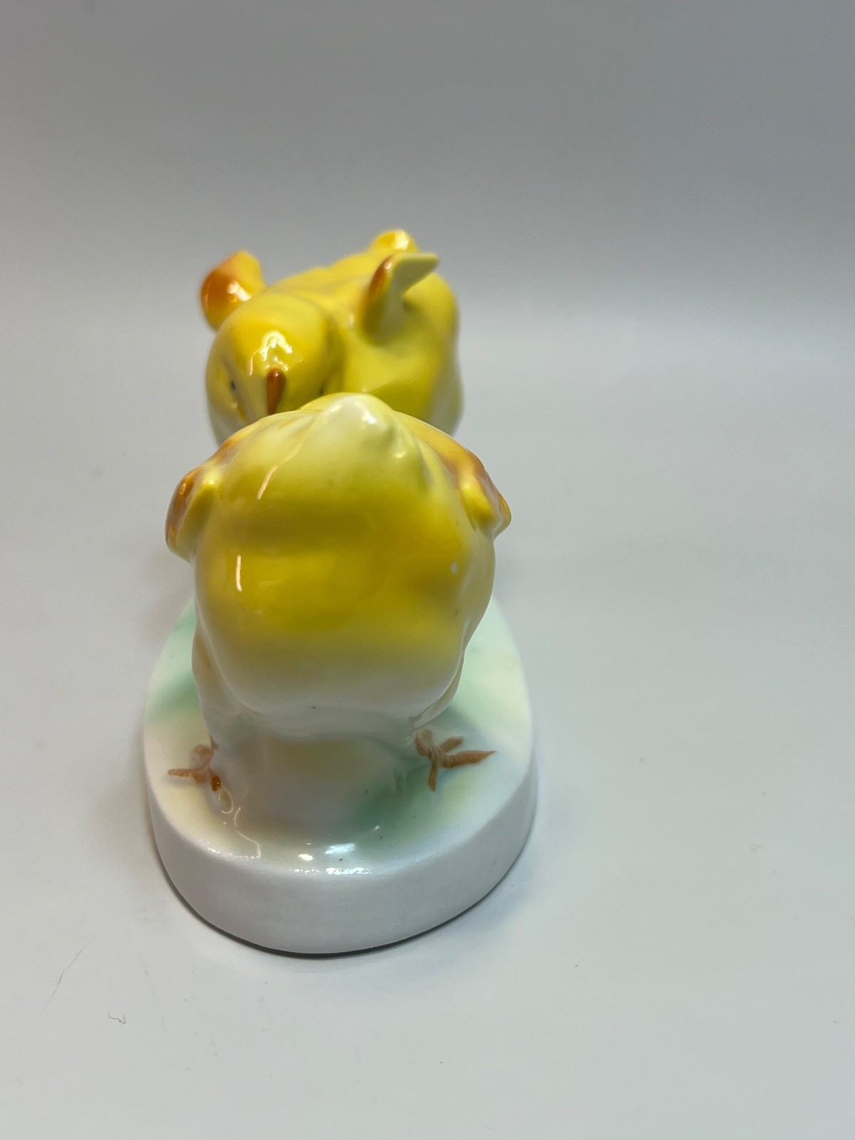 Vintage German Easter Chicken Pecking Baby Chicks Egg Porcelain Figurine