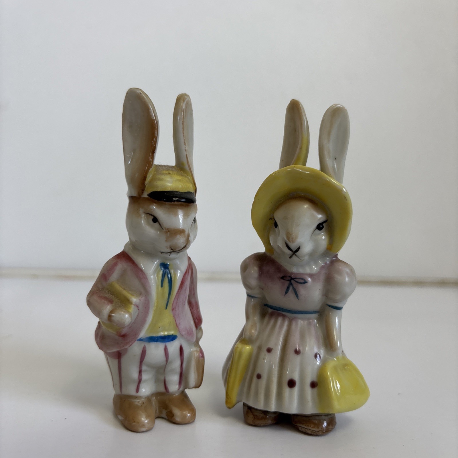 Vintage 1945-1952 Set Of 2 Bunny Couple Figurines Made In Occupied Japan