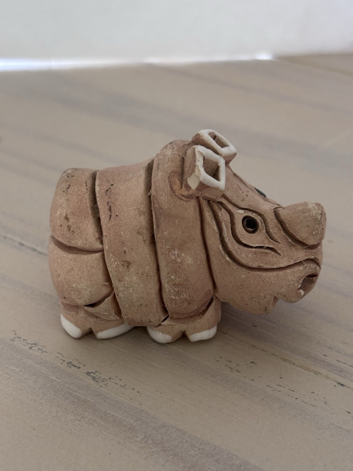 Artesania Rinconada Baby Rhinoceros Animal Figurine Clay Rhino Uruguay Retired