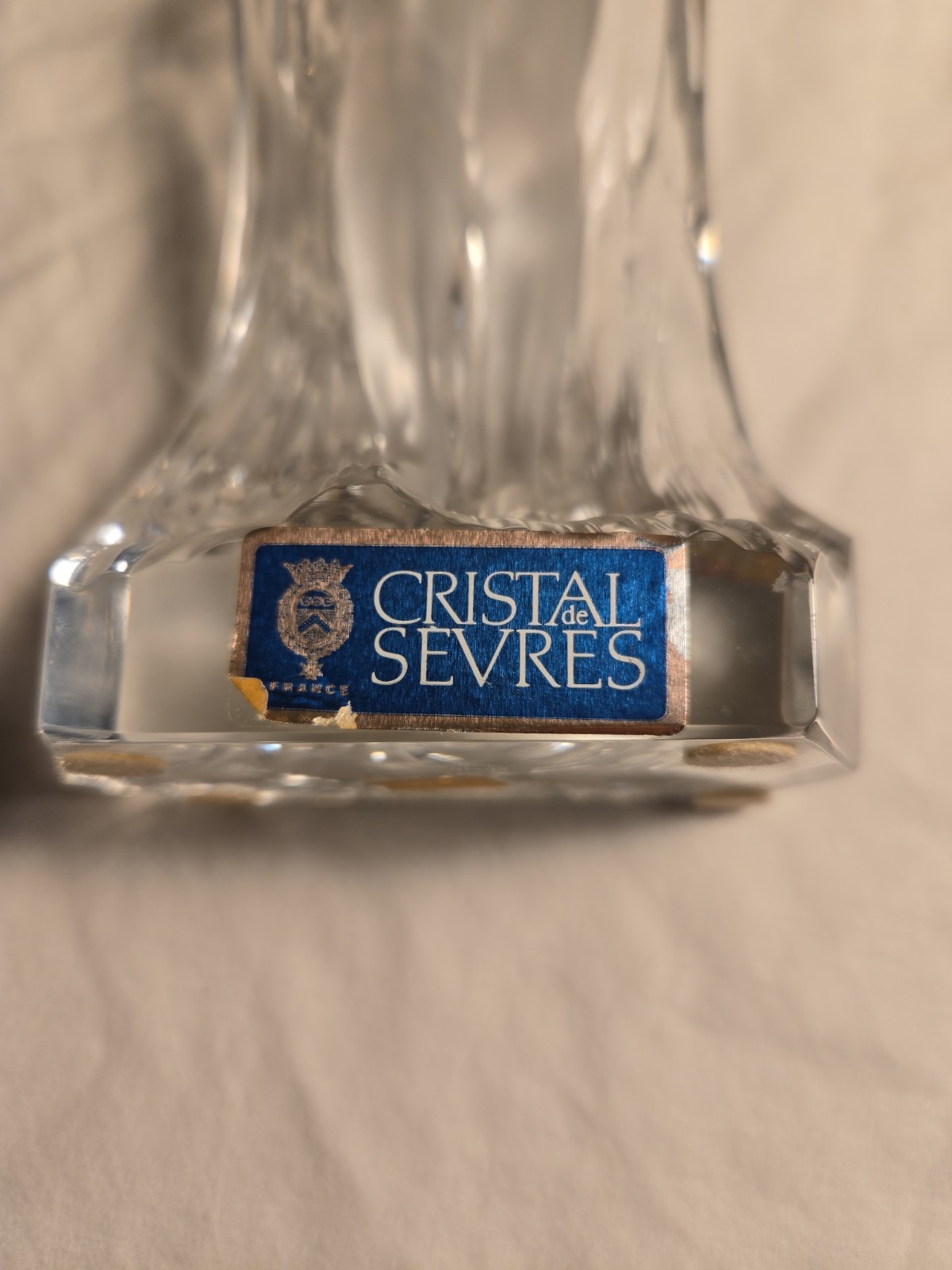 Vintage Cristal de Sevres France Frosted Crystal Nude Woman Sculpture 11″