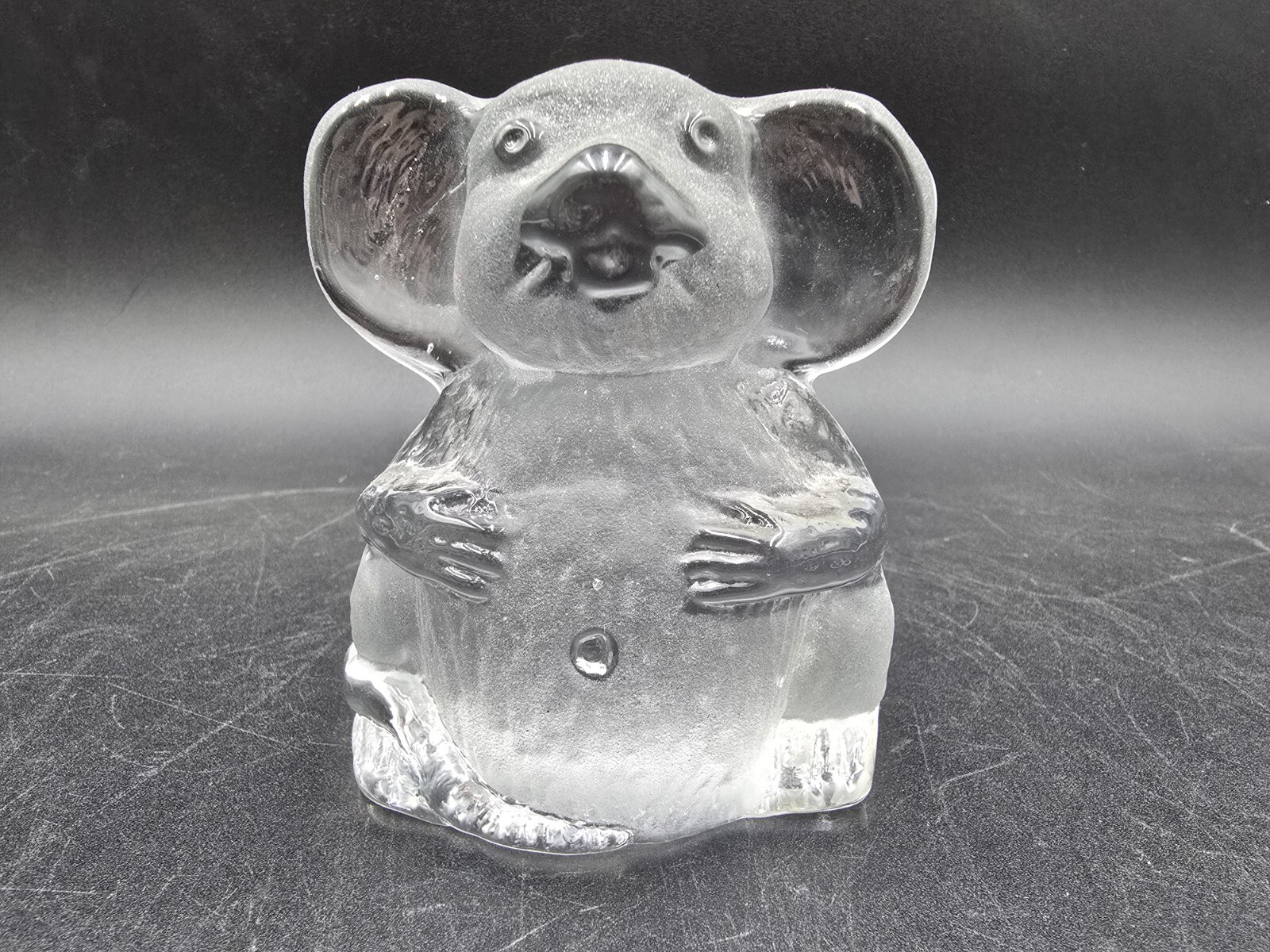 MCM Vintage Viking Koala Bear Clear Frosted Glass