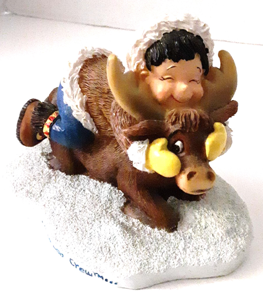 Vintage Eskimo Child Hugging Moose Igloo Crew Figurine Cindy Groom 90s Decor Y2K