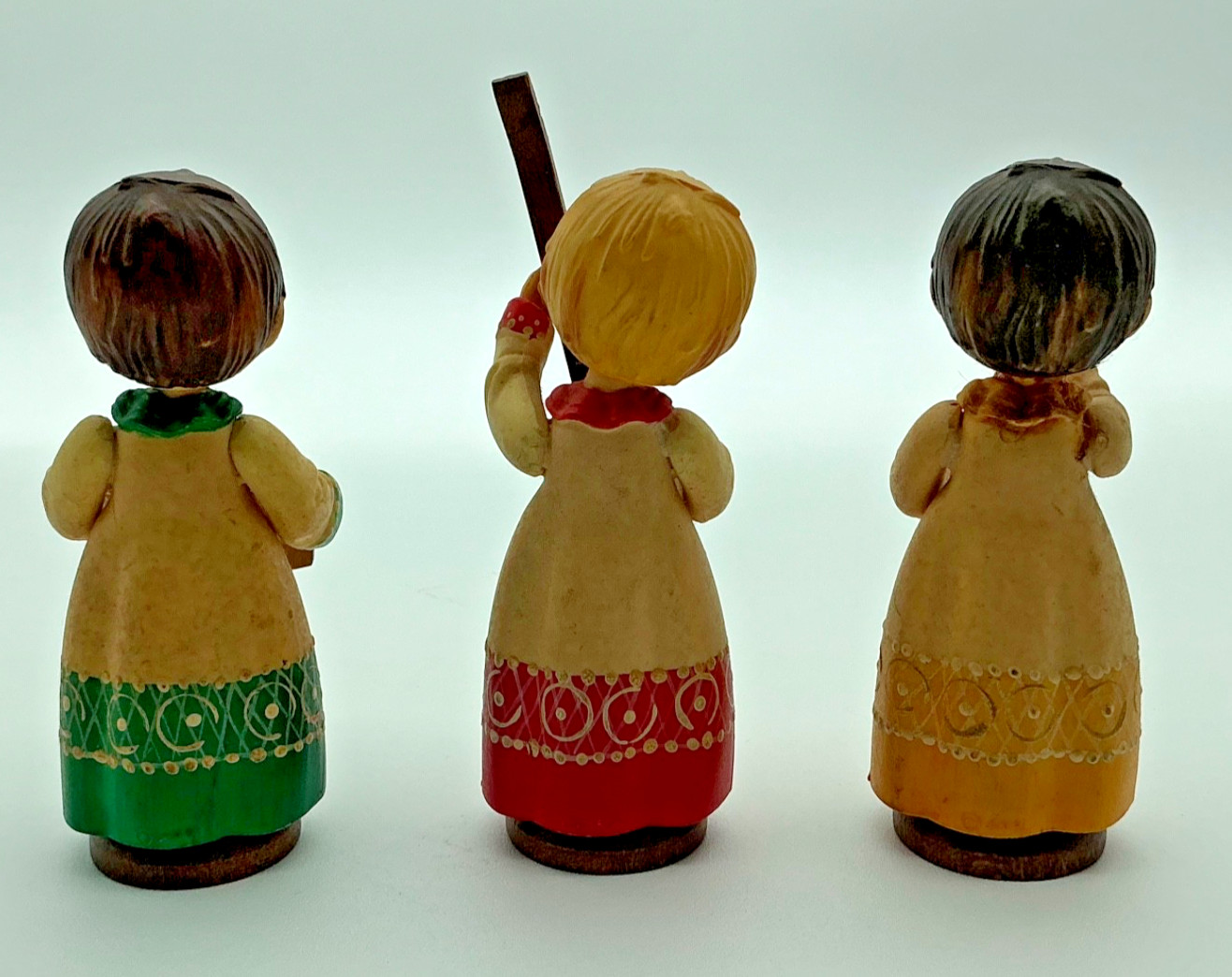 Vintage Anri Toriart Hand Carved Wooden Children Playing Instruments Figurines