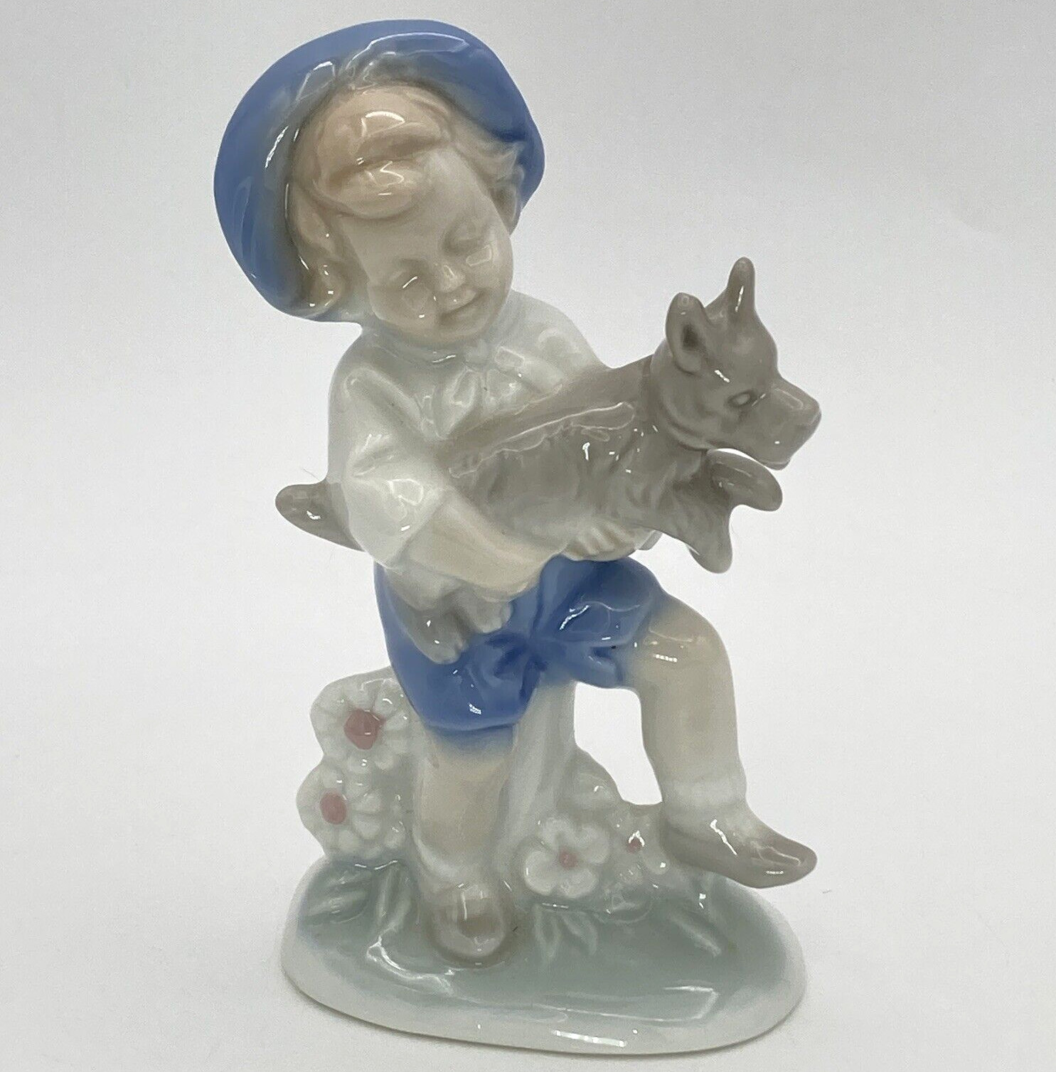 Vintage Fine Quality Lego Japan Porcelain Boy with Dog Figurine Collectible 4.5″