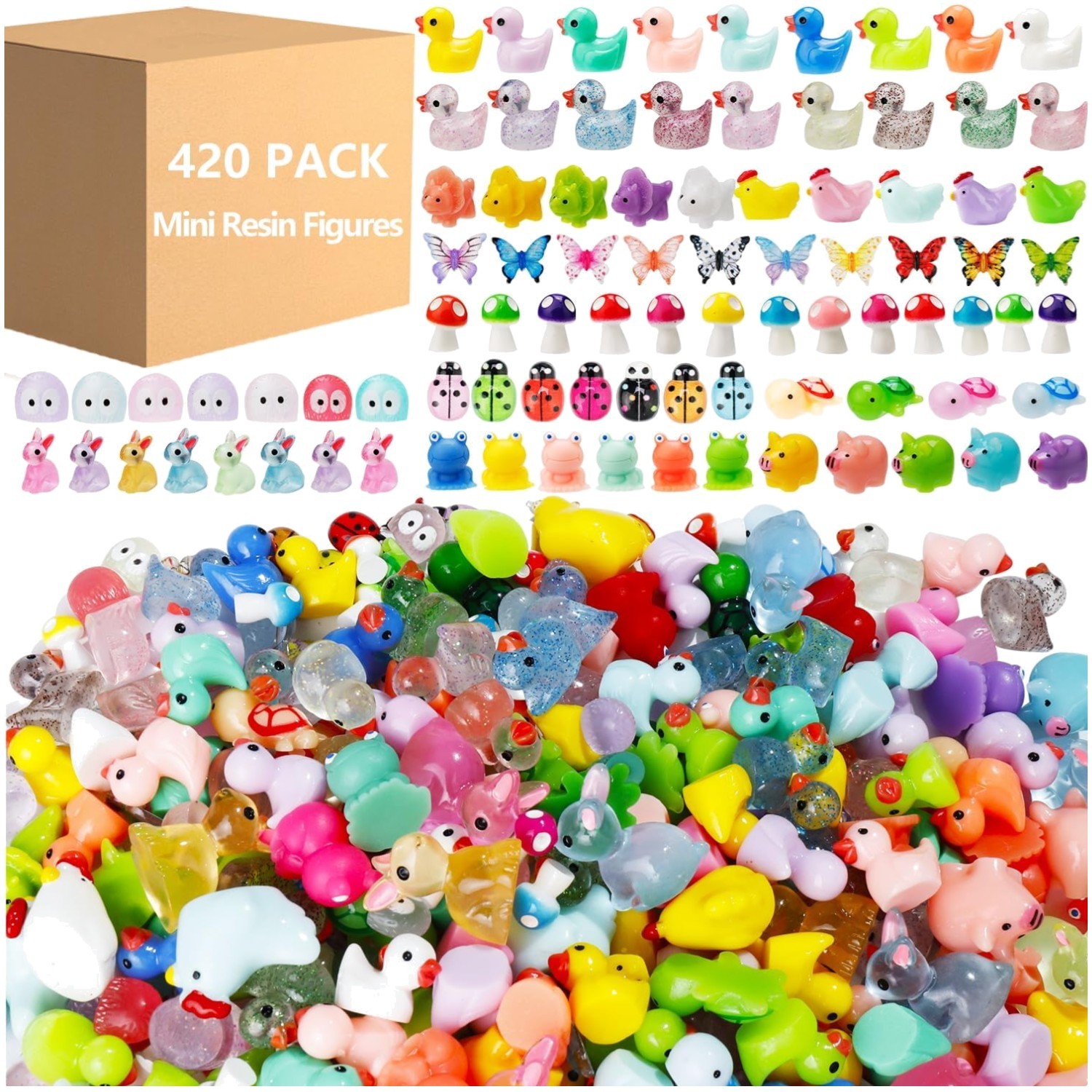 12 Styles Mini Resin Animals for Fairy Garden