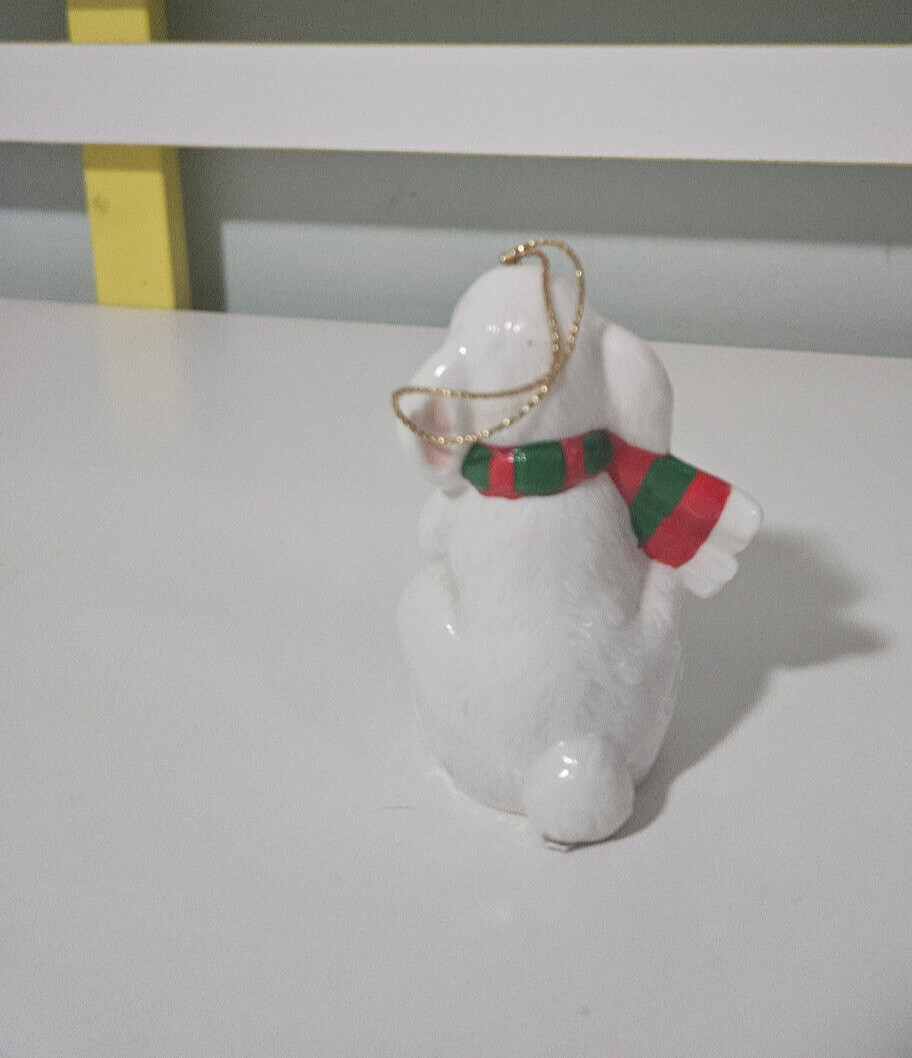 Vtg Silvestri Christmas Ornament Porcelain Bunny Rabbit Bell Taiwan 9cm