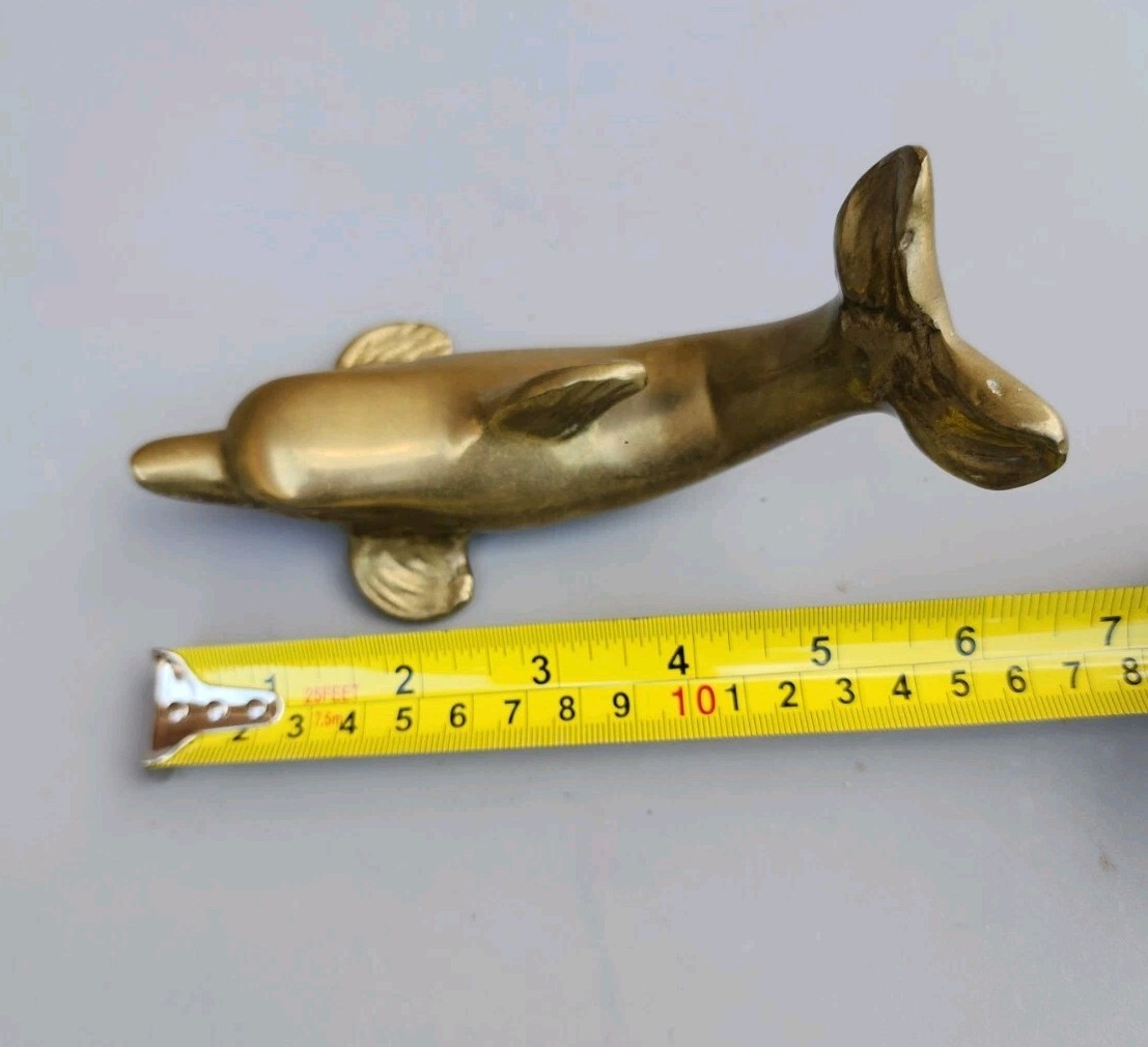 VTG Cast Brass Dolphin Ocean Beach Nautical Sealife Decor Paperweight Figurine