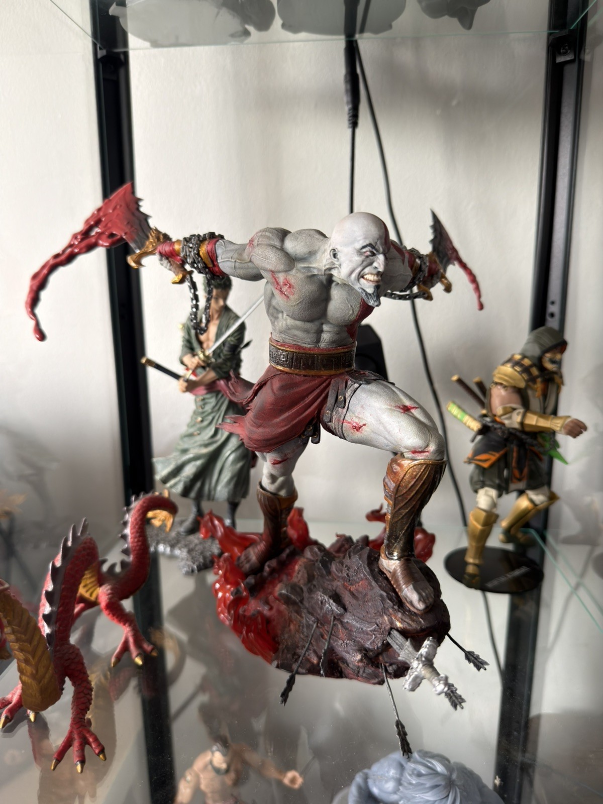 God of War Kratos Hand Painted 3D Printed Statue – LED Lava Base – 9.5 Inch
