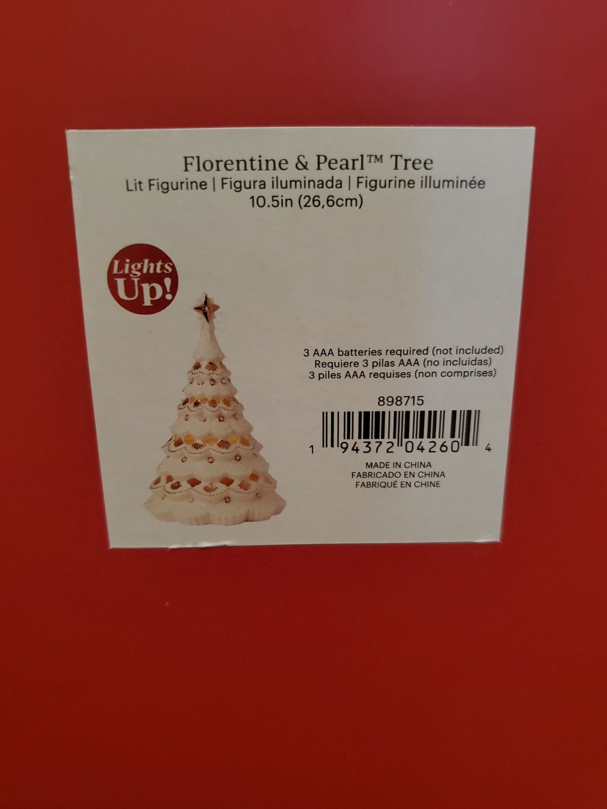 Lenox Florentine and Pearl Lit Christmas Tree 10.5” NEW IN BOX