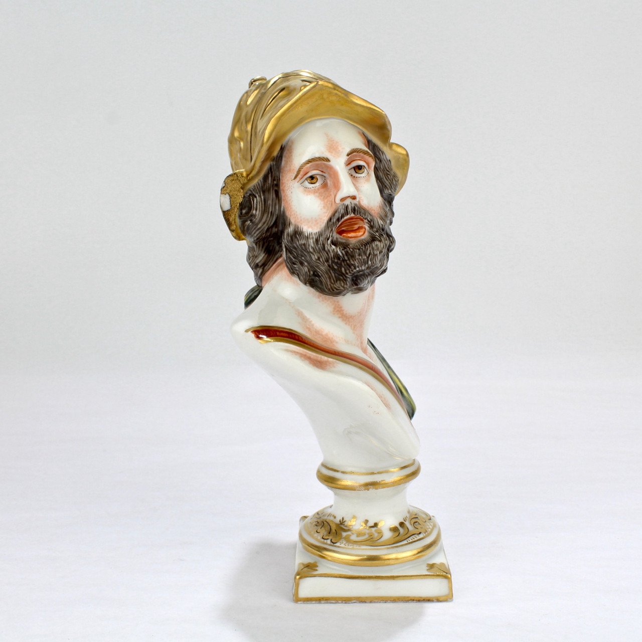 Antique Capodimonte Porcelain Bust Of Mars – War God Ares Roman