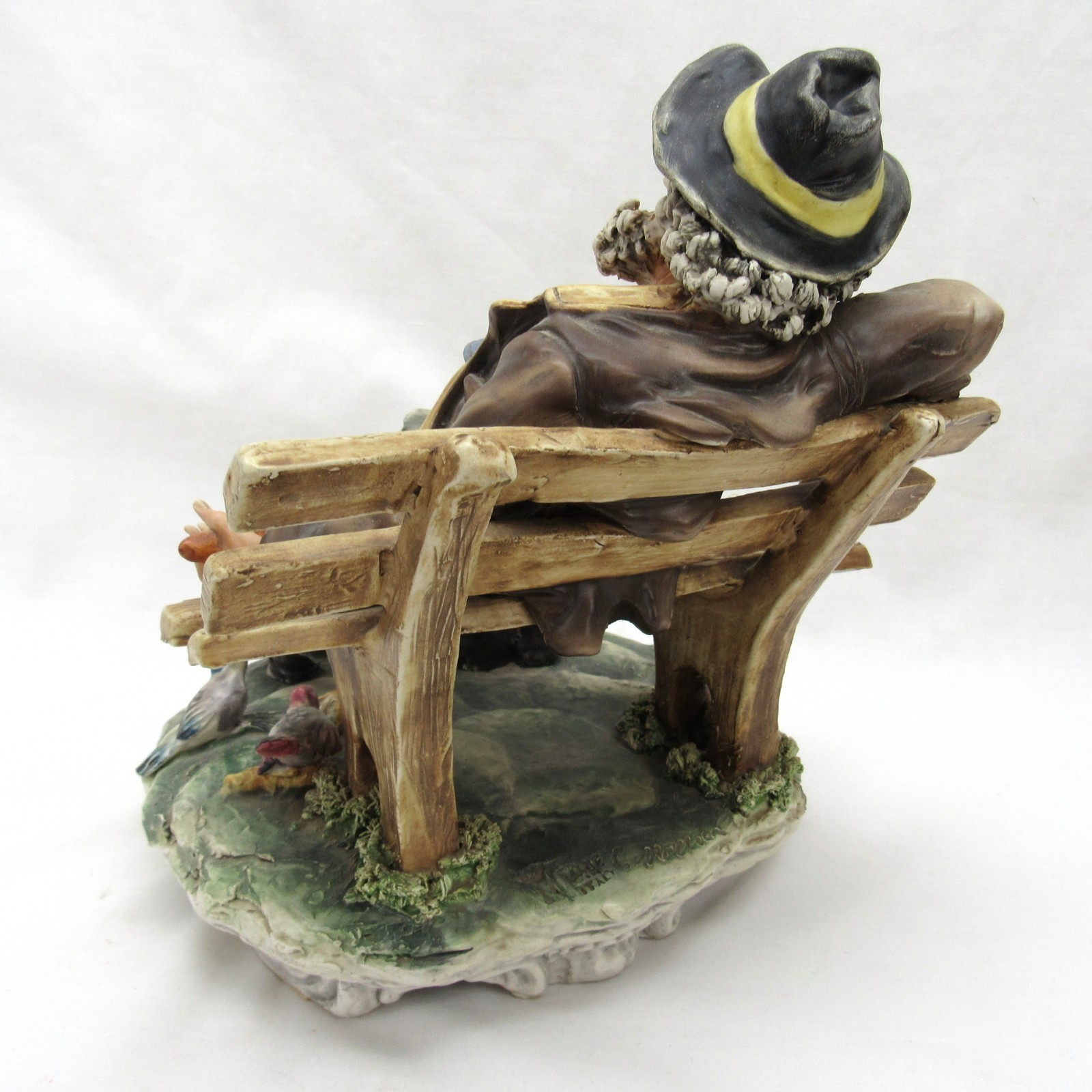 Vintage CAPODIMONTE Hand Painted Porcelain Figurine Hobo Italian Signed 1950s